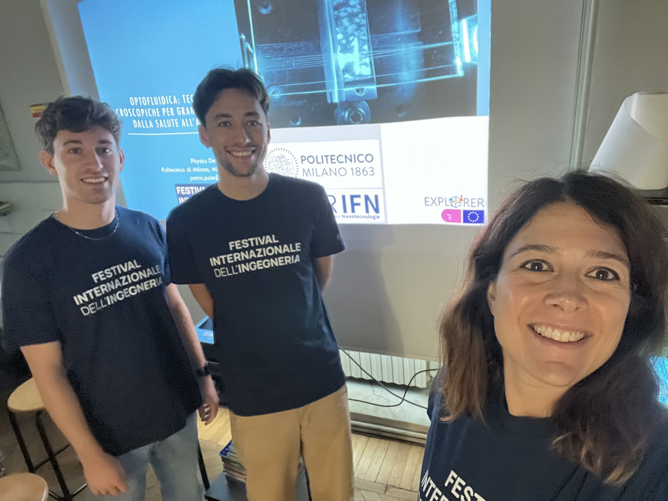 Three members of the Open Lab team at the Festival Internazionale dell'Ingegneria, Politecnico di Milano